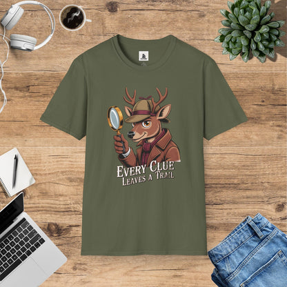 Detective Hooves Deer - Every Clue Leaves A Trail T-Shirt