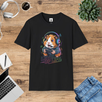 Gordon The Gaming Guinea Pig  - Level Up Life T-Shirt