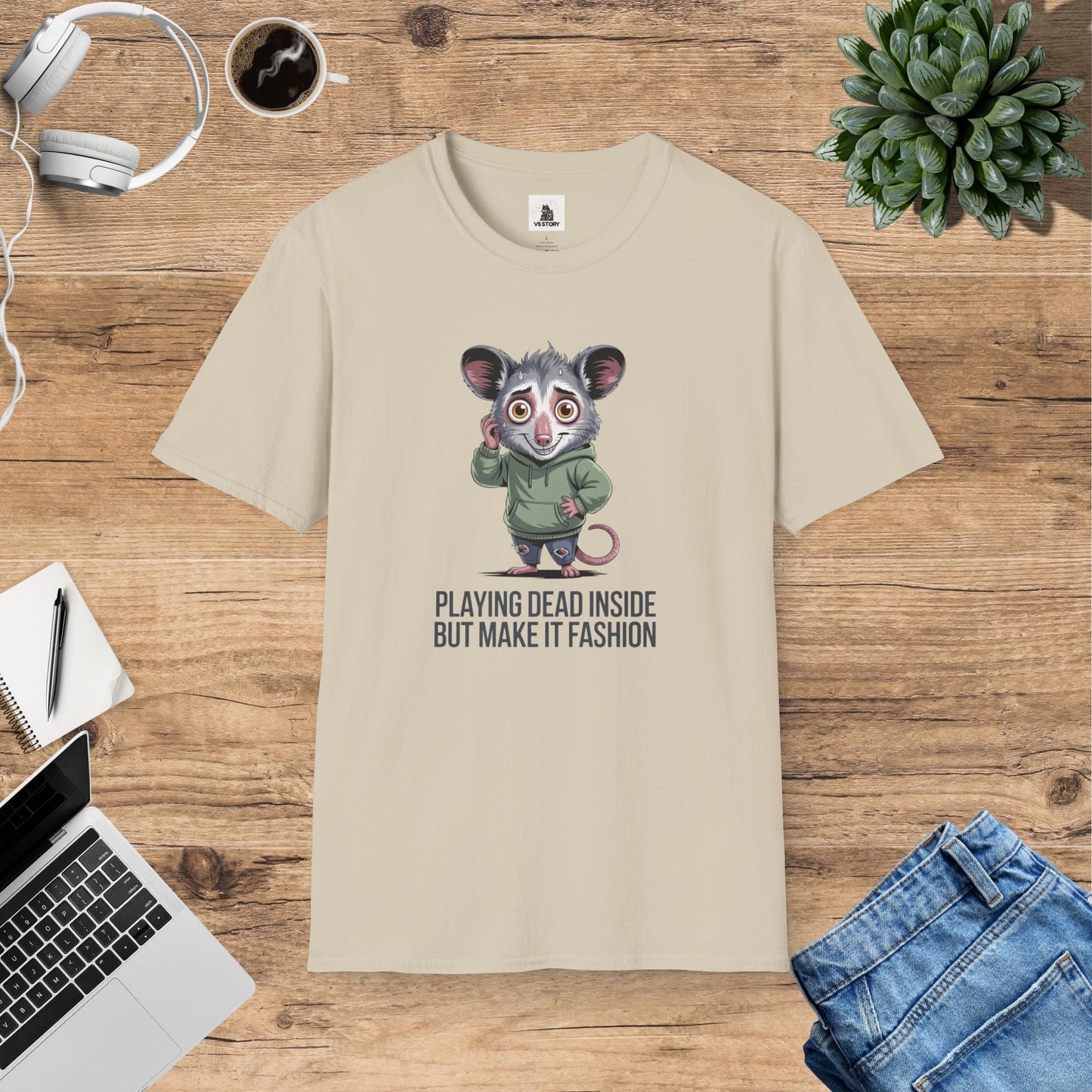 Pepper The Anxious Possum - Playing Dead Inside T-Shirt