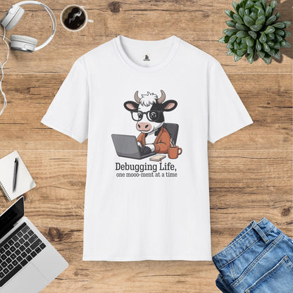 Gerald the Nerdy Cow - Debugging Life T-Shirt