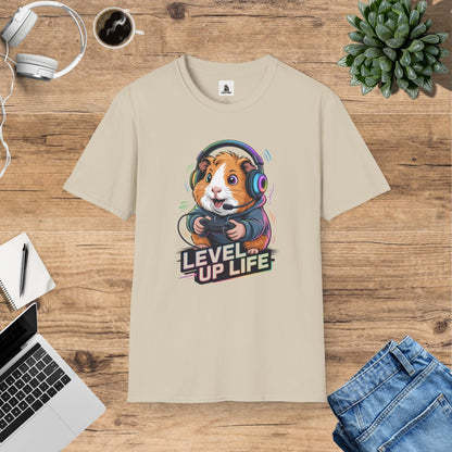 Gordon The Gaming Guinea Pig  - Level Up Life T-Shirt