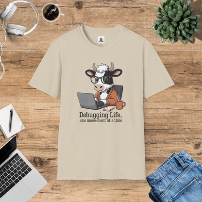 Gerald the Nerdy Cow - Debugging Life T-Shirt
