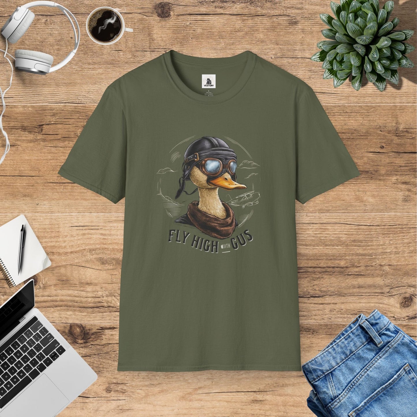 Captain Gus the Duck Pilot - Sky's The Limit Aviator T-Shirt