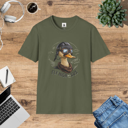 Captain Gus the Duck Pilot - Sky's The Limit Aviator T-Shirt